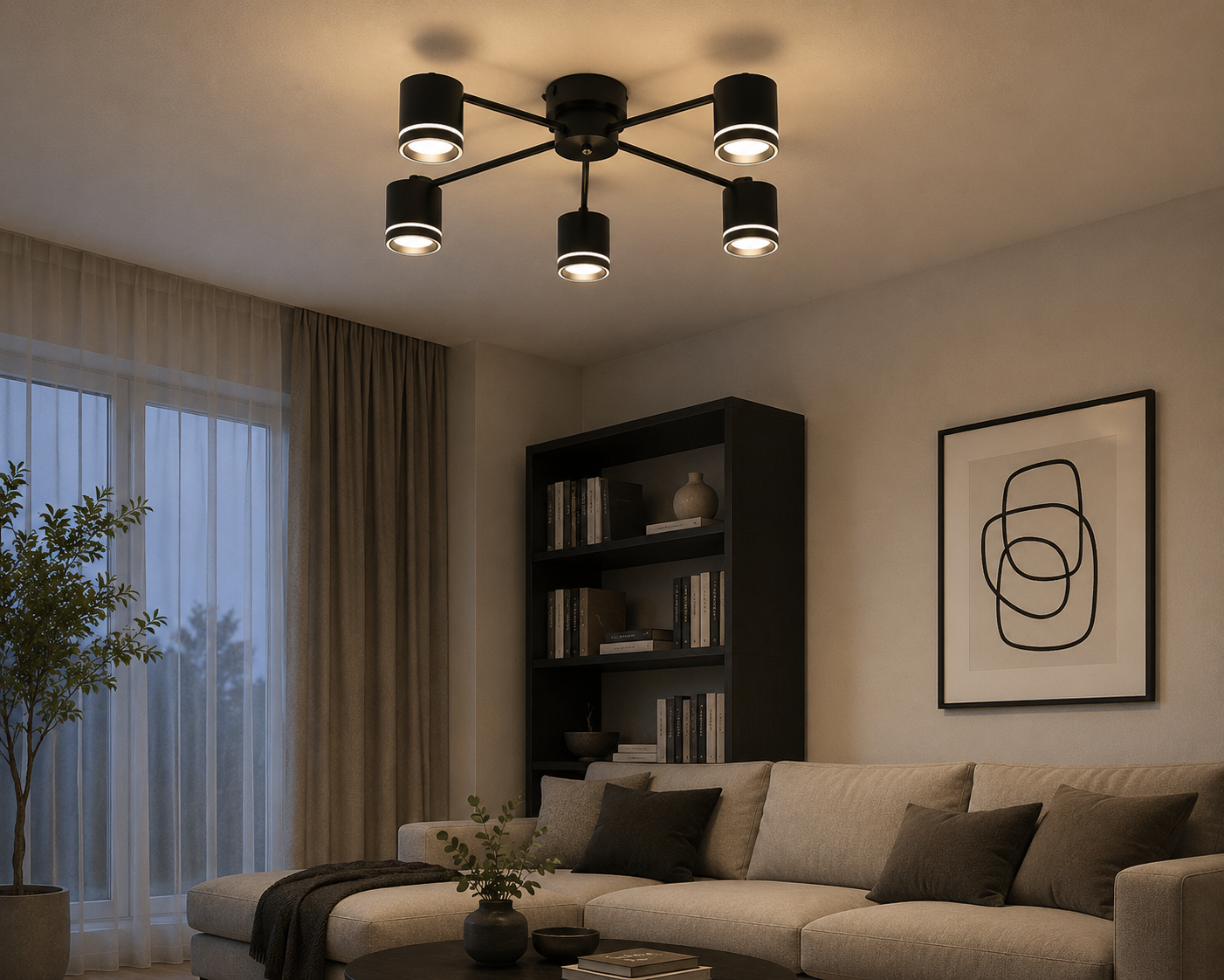 Lustra LED neagră 59040/6 – 6 becuri GX53, 3000-6500K