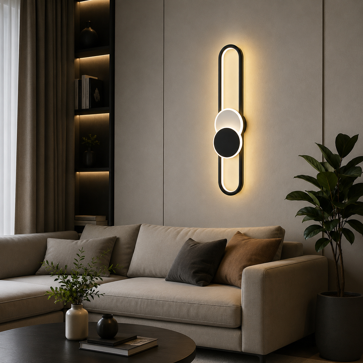 Aplica LED Alb-Negru L77139/800WH+BK, 90W, 3000–6500K, 80x12cm