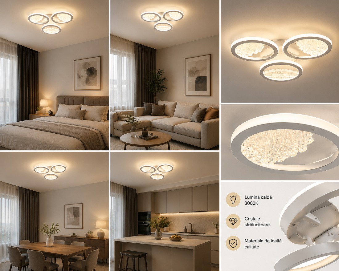 Lustra LED Moderna 66036/3T WH, 3000–6500K, Telecomanda, Ø53.5 cm – Alb