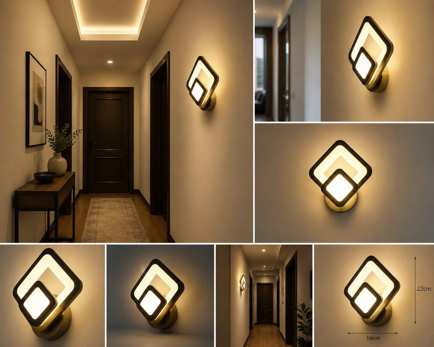 APLICA LED MODERNĂ B02WH  LUMINĂ REGLABILĂ 3000–6500K, DESIGN GEOMETRIC ELEGANT