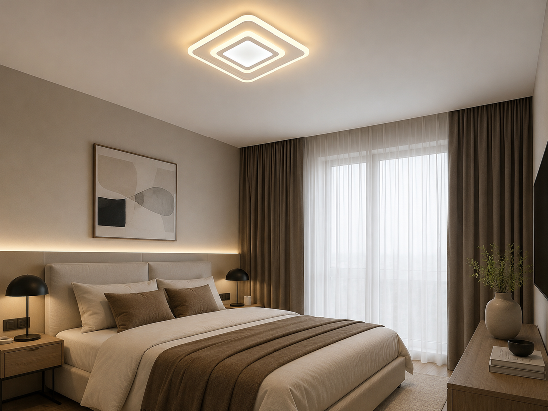 Plafoniera LED, Patrata, Moderna 6046/300A WH+CR – Alb & Crom, 39W, 3000K–6500K