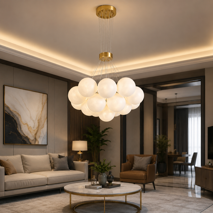 Pendul LED cu 14 globuri din sticla mata G9, Ø50 cm, H100 cm – Model 9859/14