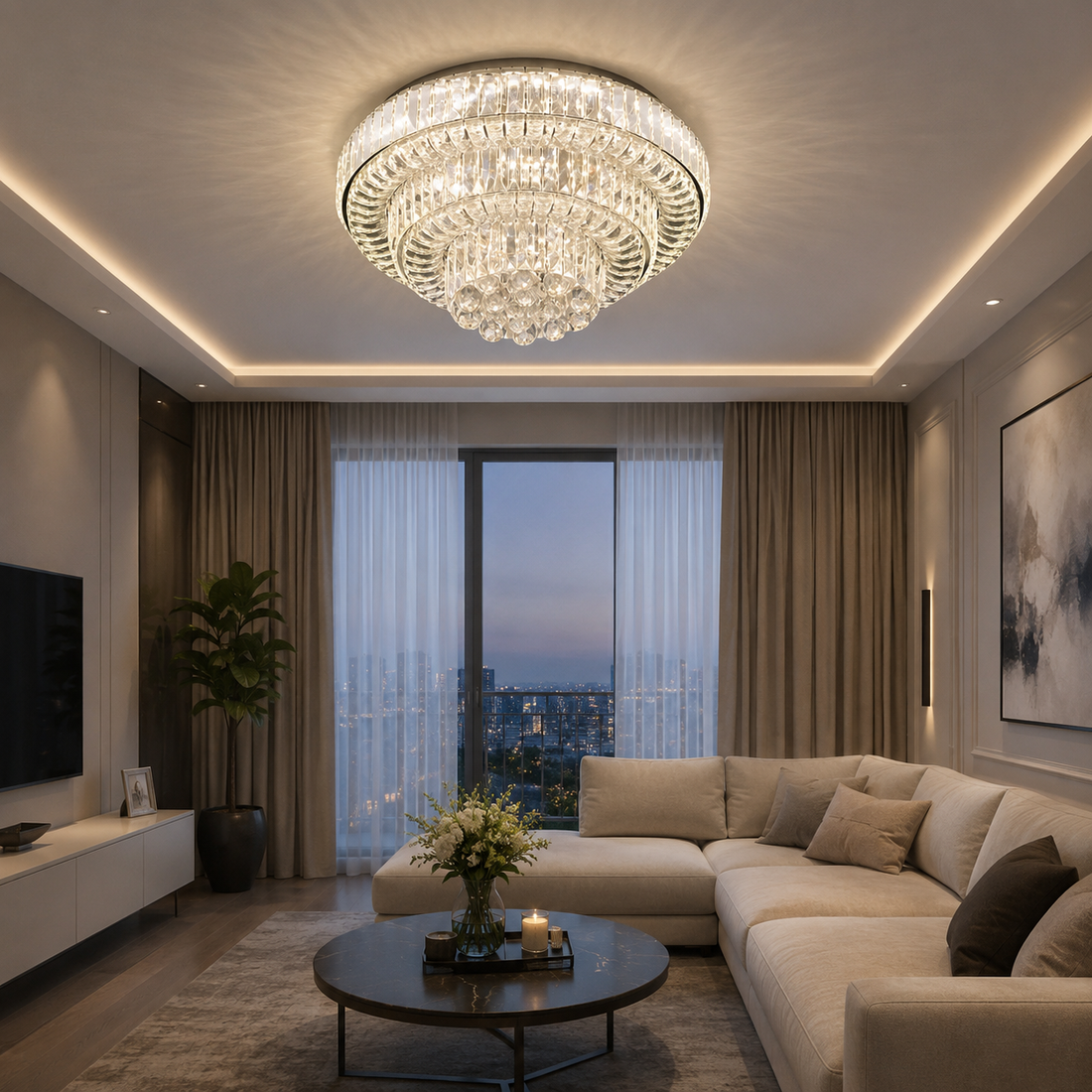 Lustra LED 88108-600 cu telecomandă 2.4G, 144W, lumină reglabilă 3500K–6500K