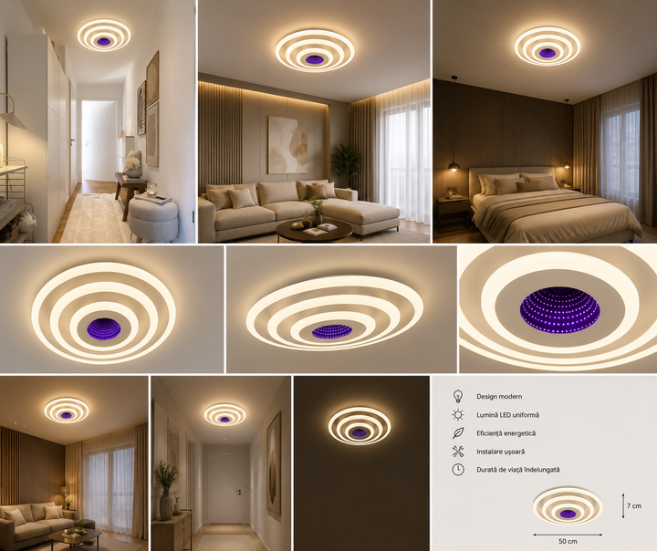 Plafonieră LED , Model 6039/300D WH, 71W, Ø300 mm