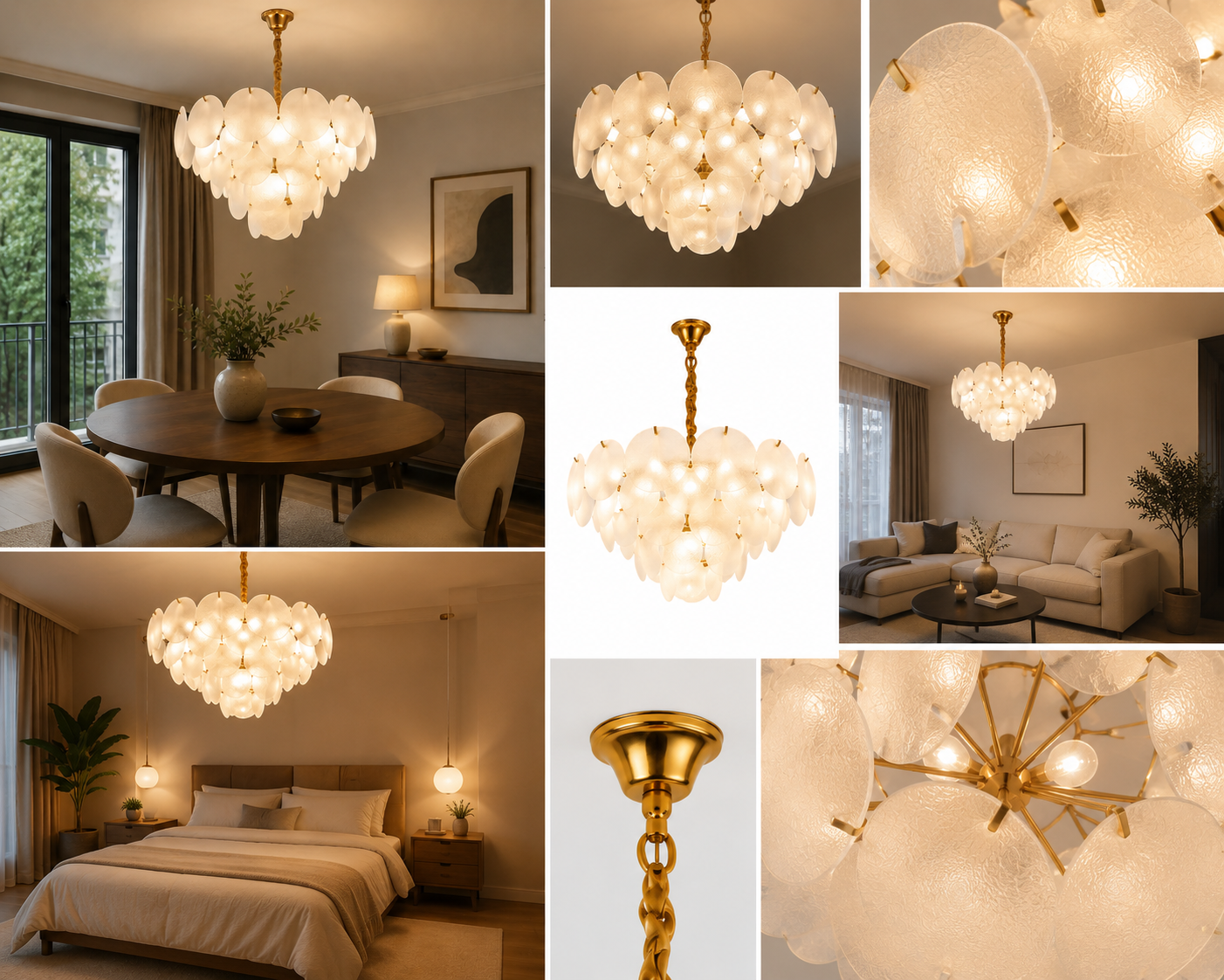Candelabru modern cu sticlă mată, 10 becuri E27, Ø60 cm, H36 cm, model 5867/600 TB