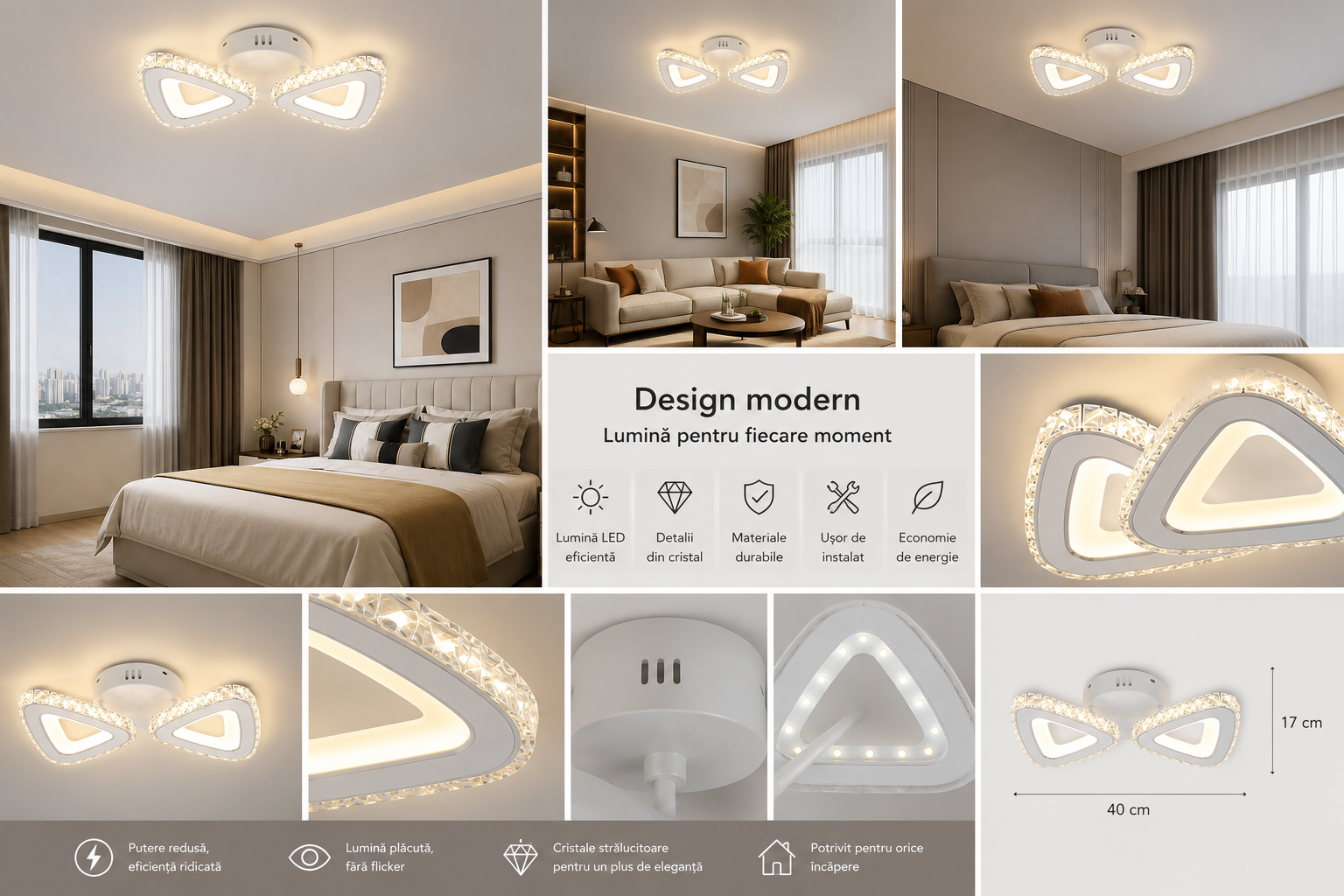 LUSTRA LED 7229/2 CU TELECOMANDA-56W LUMINA REGLABILA 3000K-6500K