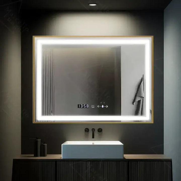 Oglindă LED Senzor Starlight 120x80 cm cu Dezaburire, Ceas și Temperatură | Colecția Marcello Funghi