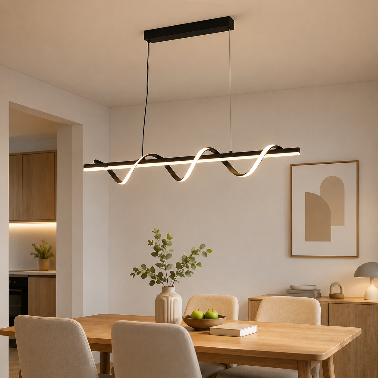 Pendul LED Valuri 94W Negru – 8359 negru, Iluminare Modernă și Elegantă