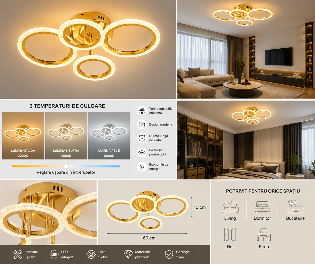 Lustra LED cu telecomanda, model 26056/2+2FGD