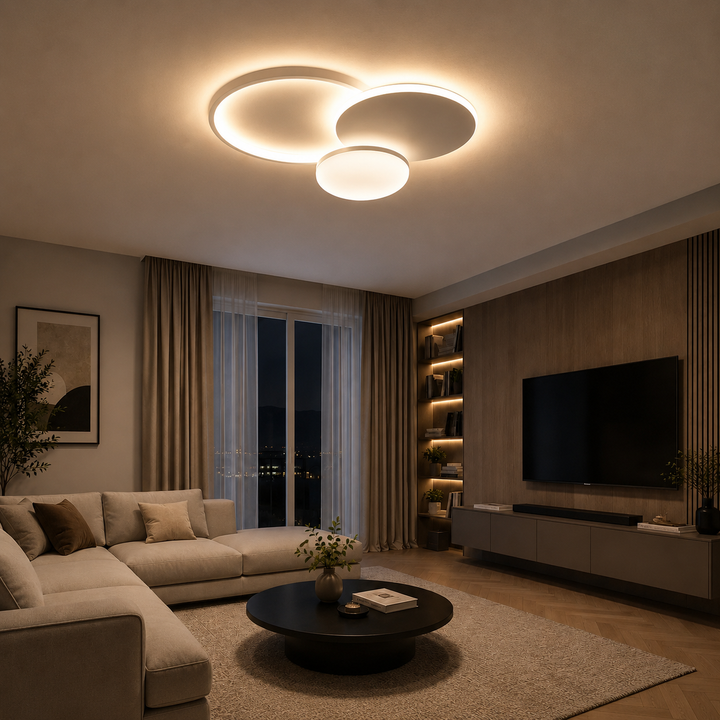 Lustră LED rotundă albă cu lumină reglabilă și telecomandă – 66056WH