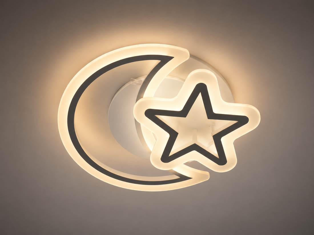 Lustra LED modernă lună & stea 74W, lumină reglabilă – 71391/2WH