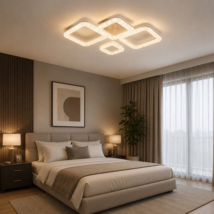 Lustra LED L7276/2+2 albă 120W, 635×420×130 mm, lumină 3000–6500K, cu telecomandă
