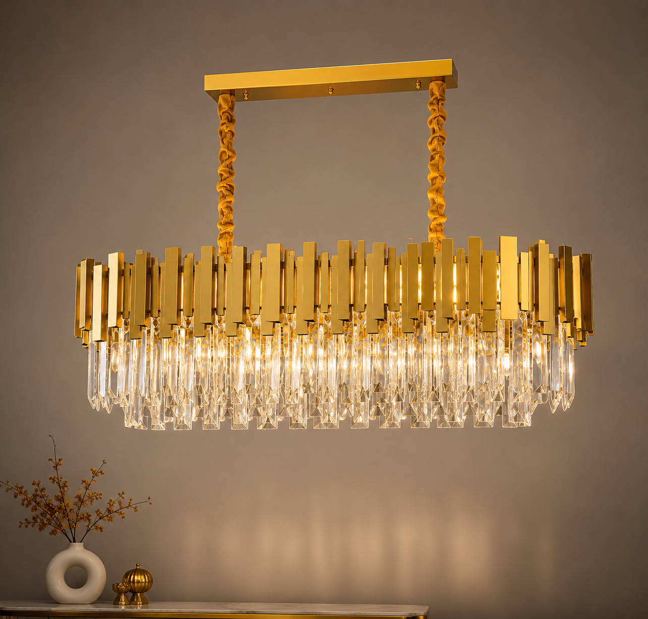 CANDELABRU AURIU  CU CRISTALE, 8×E27, Ø800+300 CM, DESIGN ELEGANT 3211/800+300FG