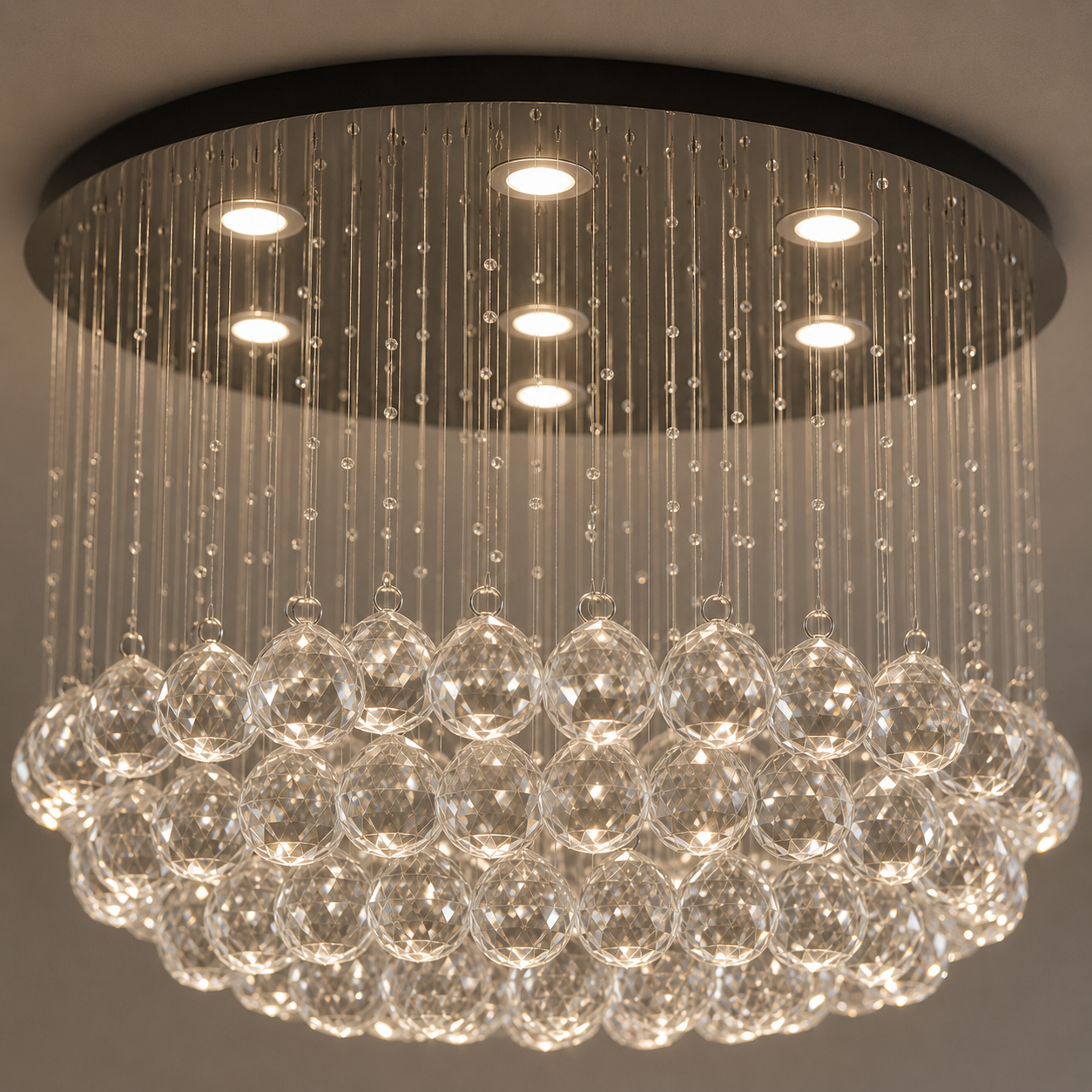 Candelabru LED cu cristale, 600×600×430 mm, 45W, 4000K, 6005/9