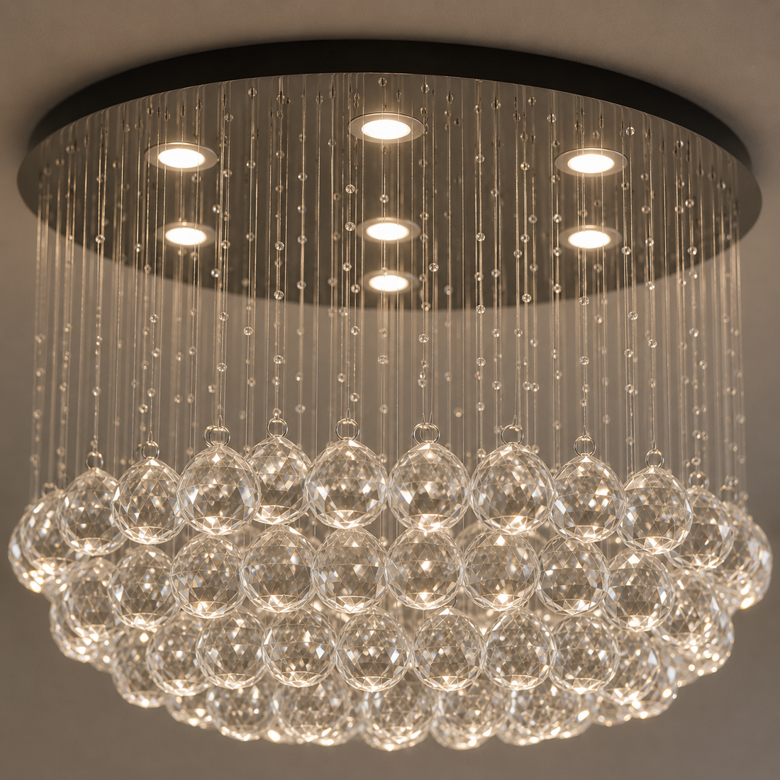 Candelabru LED cu cristale, 600×600×430 mm, 45W, 4000K, 6005/9
