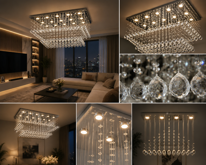 Candelabru LED cu cristale, 90×60×4800 mm, 20W, 4000K, 6060/15