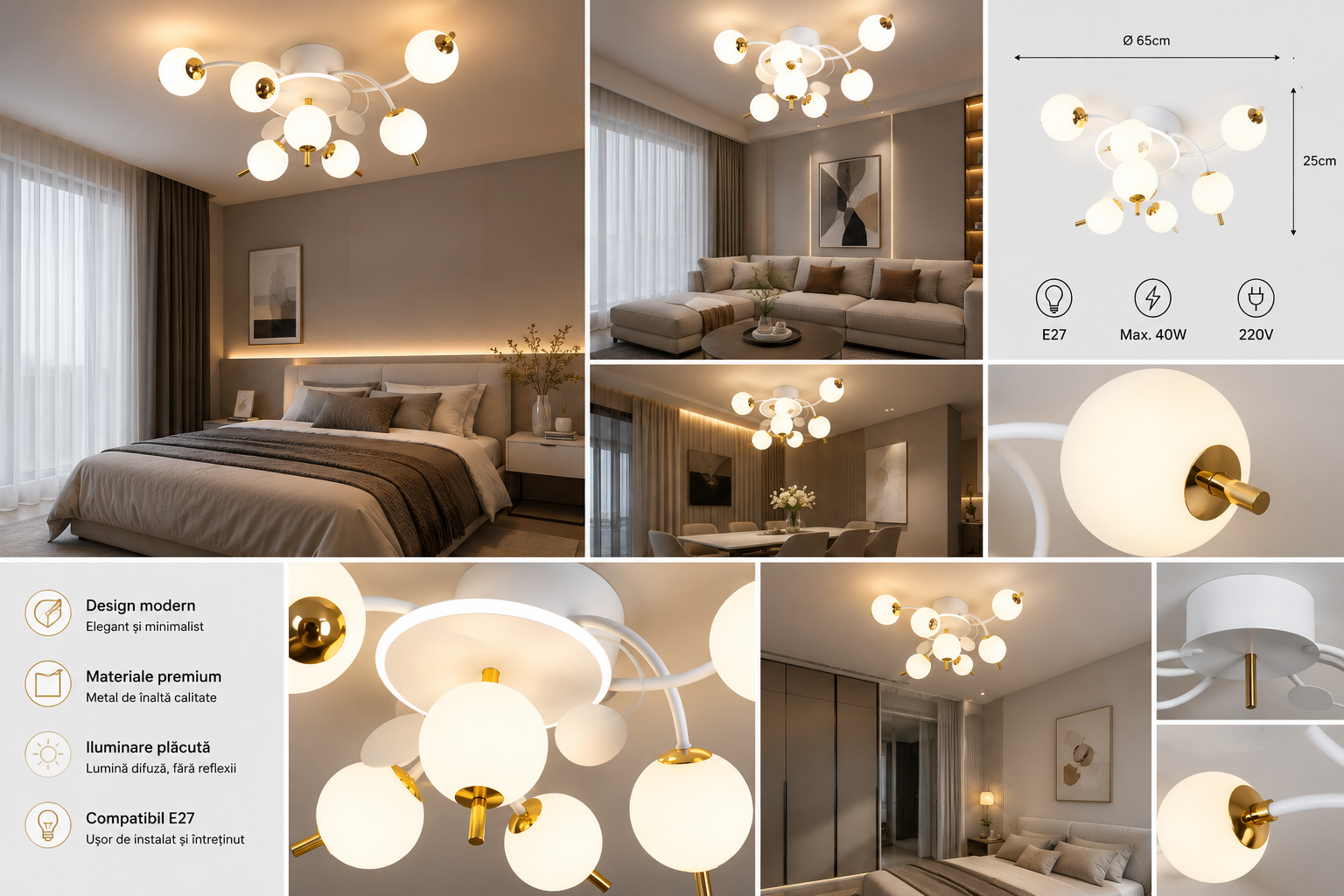 Lustra LED cu 3 lumini, 77125/6+1