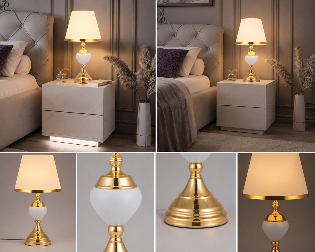 Veioza decorativa V8620A Alb, în stil clasic elegant