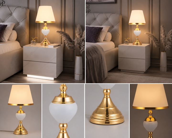 Veioza decorativa V8620A Alb, în stil clasic elegant