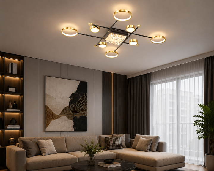 Lustra LED patrata moderna, dimabila, 5+4 brate – L7821/5+4