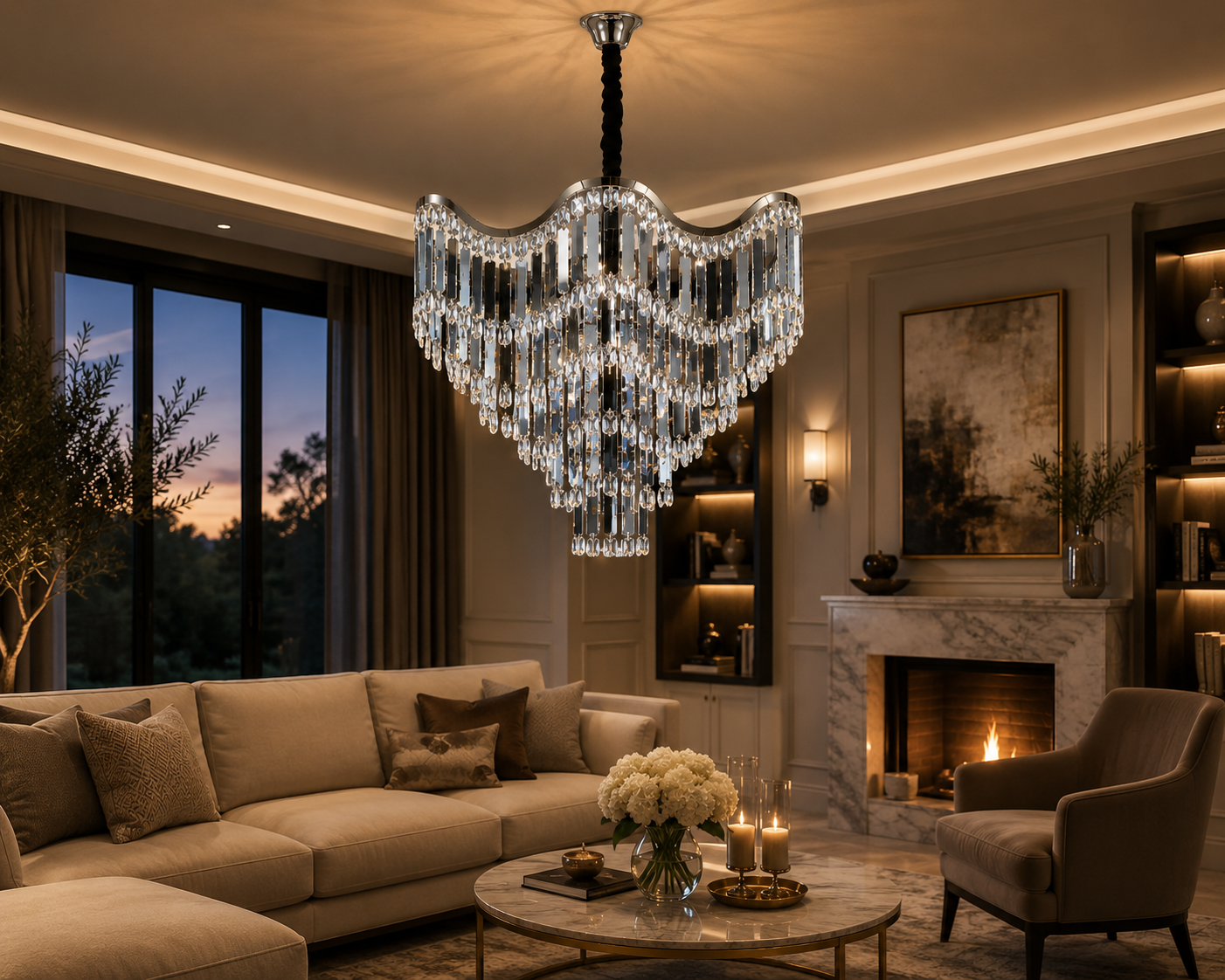 Candelabru modern, Ø780×H656 mm, E27 max 60W×18, 78012/780 CH