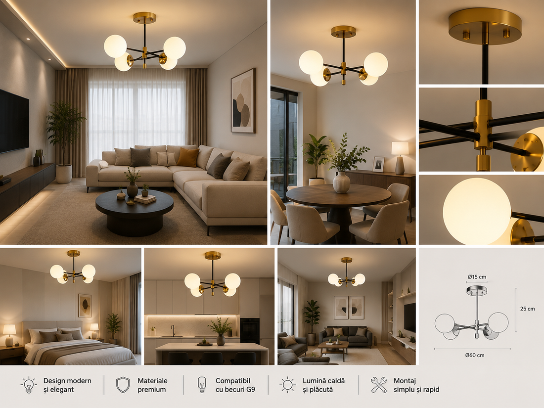 Pendul  LED 8316/4 – 4xE27, Ø580 mm, Stil Retro-Chic