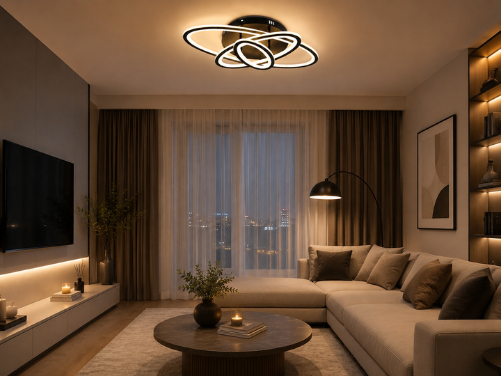 Lustră LED 19082/3 BK CU TELECOMANDA,Lumina Reglabilă 3000K-6500K
