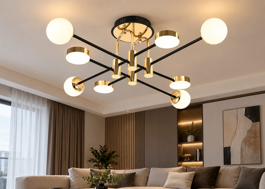 Lustră modernă 73027/8 – Negru cu auriu, design elegant