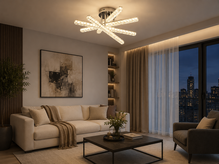 Lustra LED Ø510×H160 mm, 110W, design modern cu brațe decorative și telecomandă, lumină reglabilă 3500K–6500K JB001/5