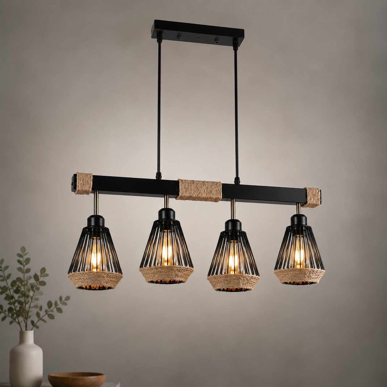 Pendul modern 4 surse, soclu E27, D75 x H33 cm – JD-66