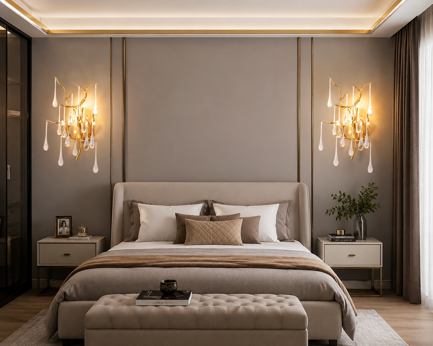 Aplica decorativa aurie cu cristal model 27137/2