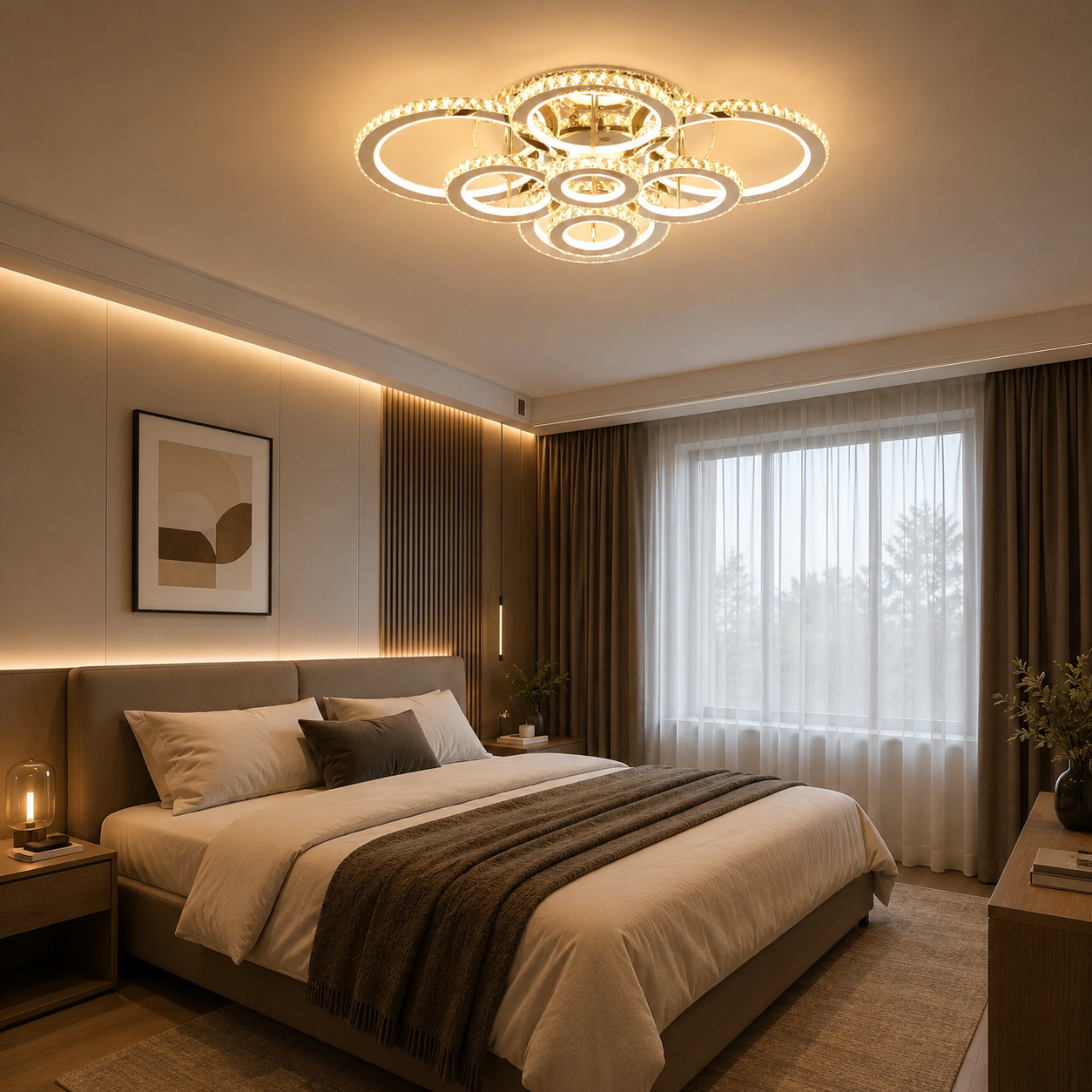 LUSTRA LED CRISTAL RGB CU TELECOMANDA, 328W, 8INELE, LUMINA REGLABILA 3500-6500K, MODEL 2875/8