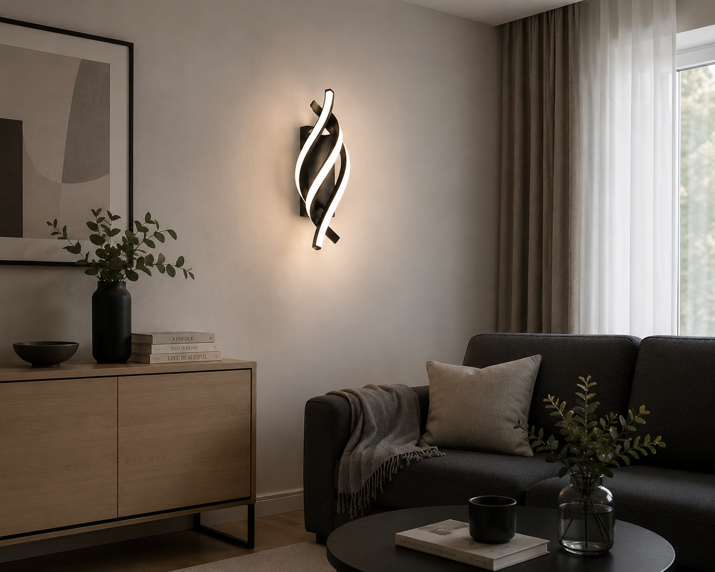 Aplica LED Twist Negru 38W – SX8609 BK | Design Sculptural Modern