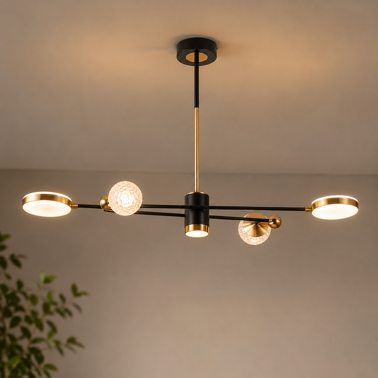 Lustra LED L7680/4+1 – 66W, Design Modern cu  Telecomandă
