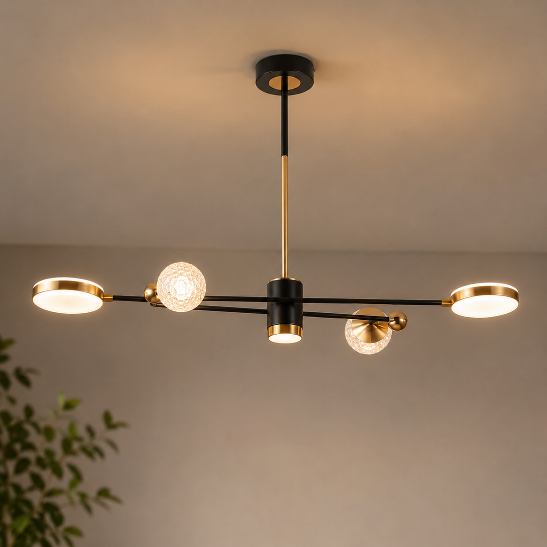 Lustra LED L7680/4+1 – 66W, Design Modern cu  Telecomandă