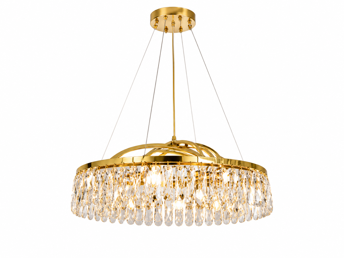 Candelabru LED cu cristale și iluminare dublă, 10 surse E27 + LED 54W, Ø ≈ 610 mm, finisaj bronz – model 6249/600