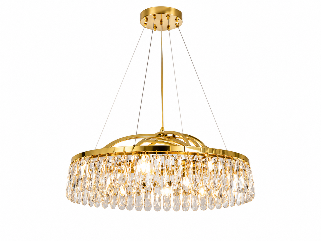 Candelabru LED cu cristale și iluminare dublă, 10 surse E27 + LED 54W, Ø ≈ 610 mm, finisaj bronz – model 6249/600