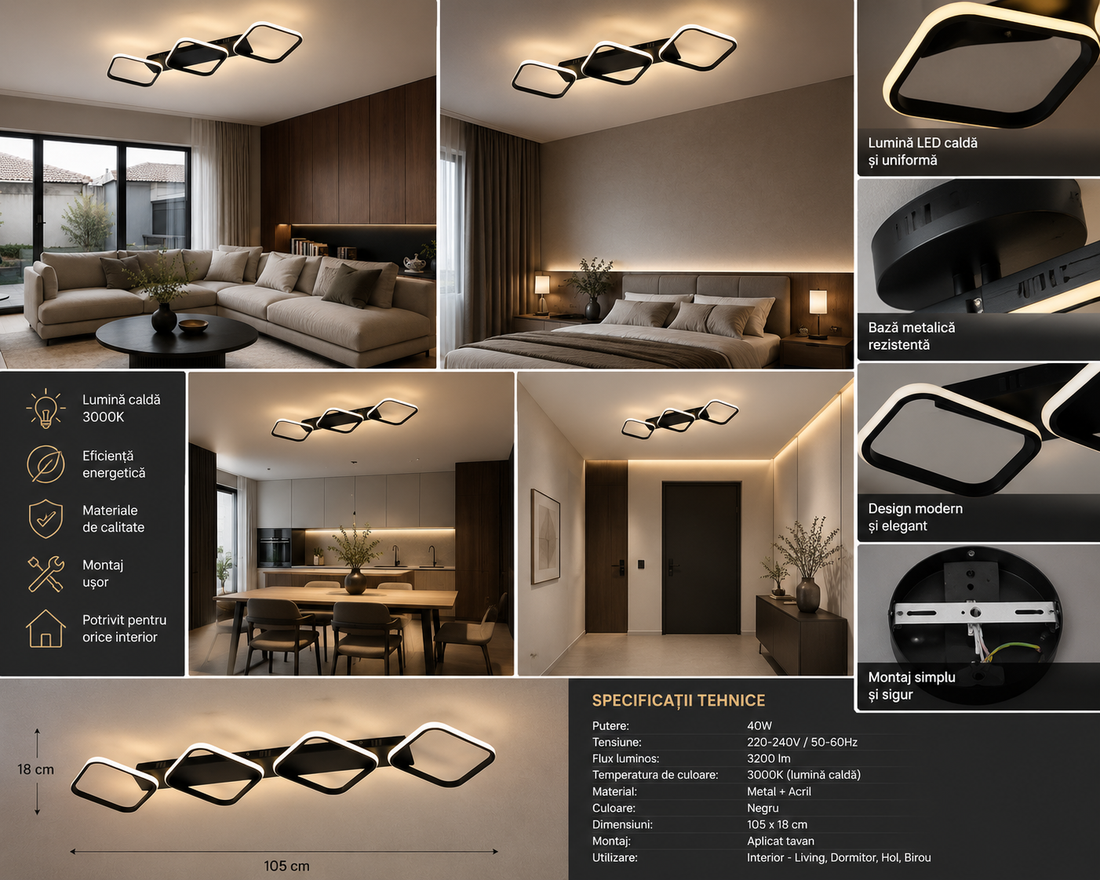 Lustra LED 77206/3  78W lumină reglabilă 3000K-6500K