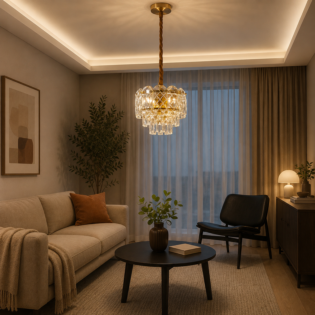 Candelabru modern cu 3 becuri E27 – Model 98046/300FG, Ø300 mm, finisaj auriu