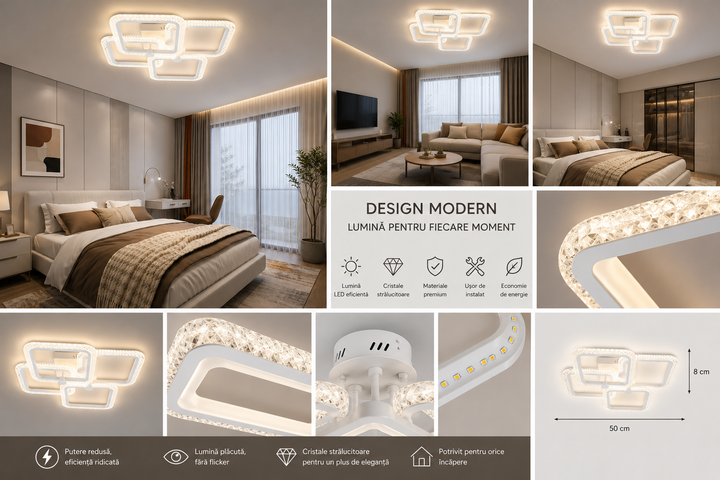 LUSTRA LED 7232/4 WH CU TELECOMANDA 120W