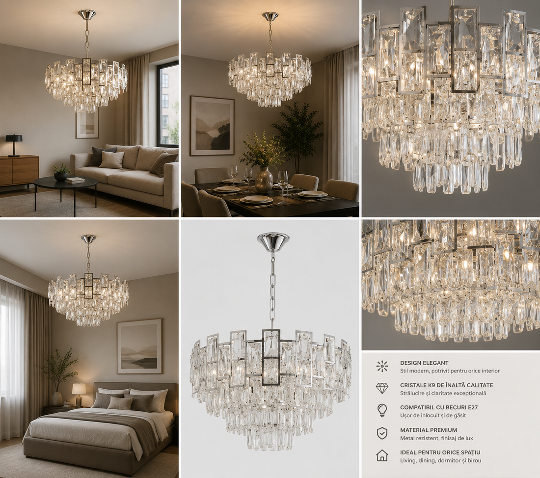 Candelabru  Crystal Glam Ø600×H380 mm, 9xE27 (max. 60W), 2800–6500 K 2334/600