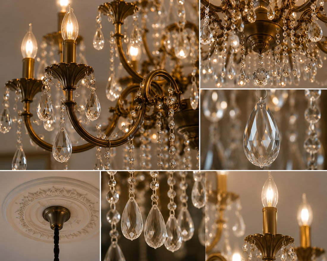 CANDELABRU CU CRISTALE,16XE14 CLASIC CROMAT PE DOUA NIVELE 2260/10+6