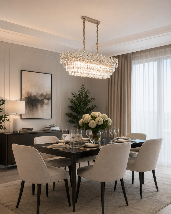 CANDELABRU RECTANGULAR CU CRISTALE 8650/800+300, 8 × 60W