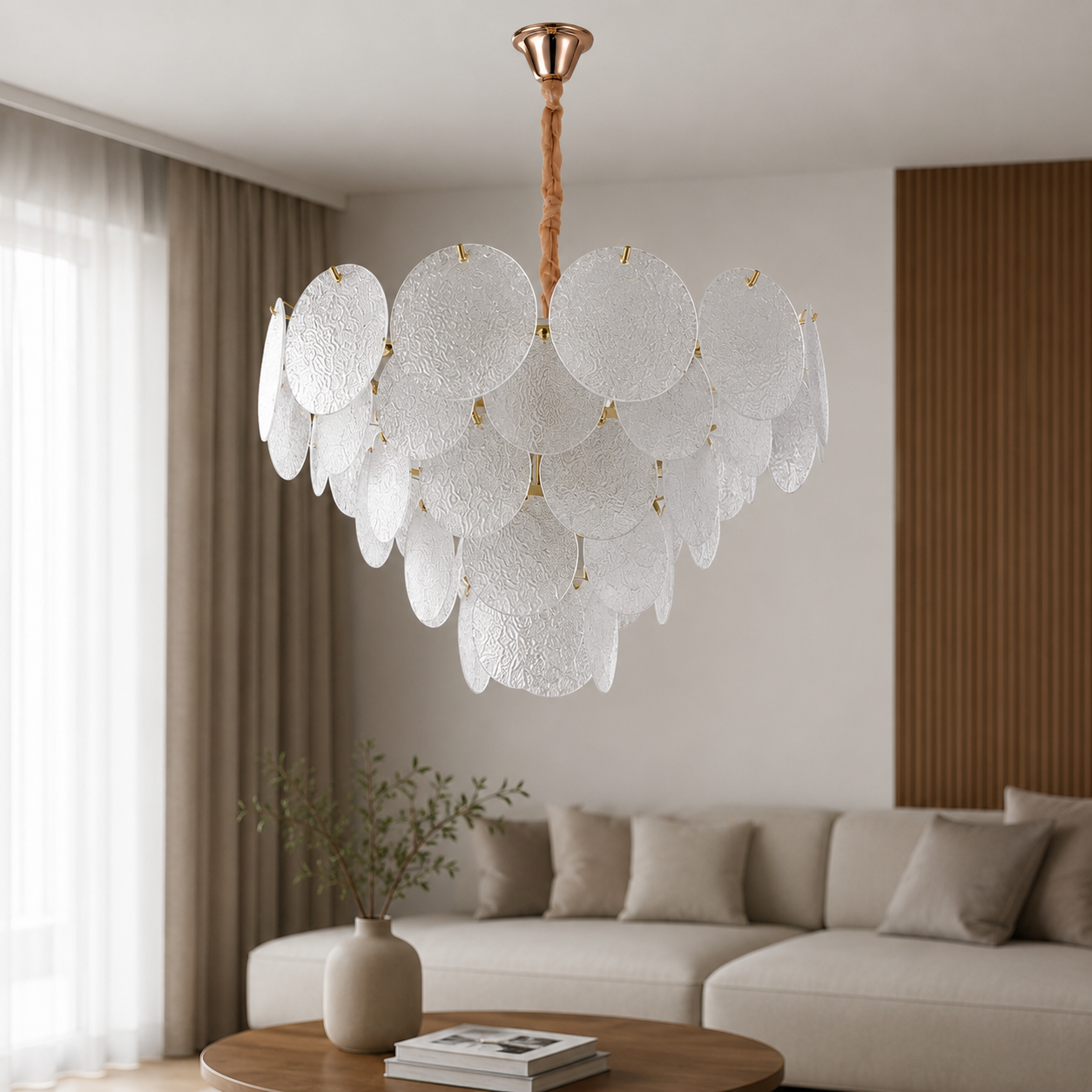 Candelabru modern cu sticla mata, 15 becuri E27, Ø75 cm, H42 cm, model 5867/750 TB
