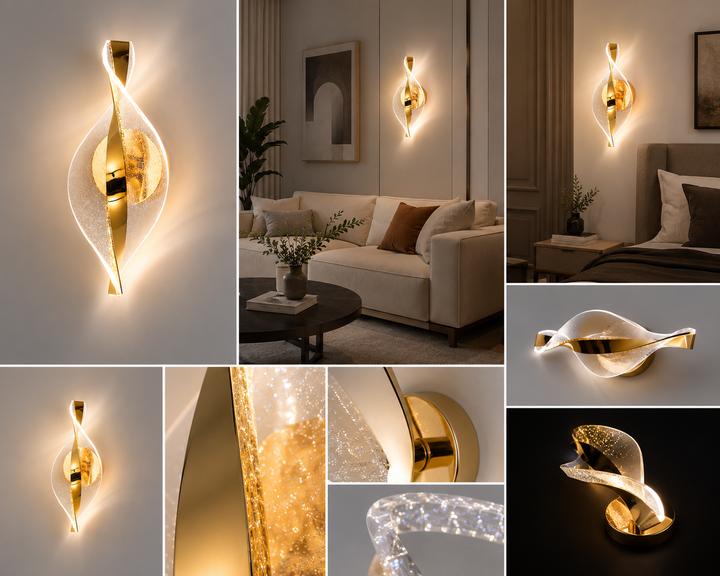 Aplica LED moderna aurie, 300×125×100 mm, 18W, 3000–6500K, 59193