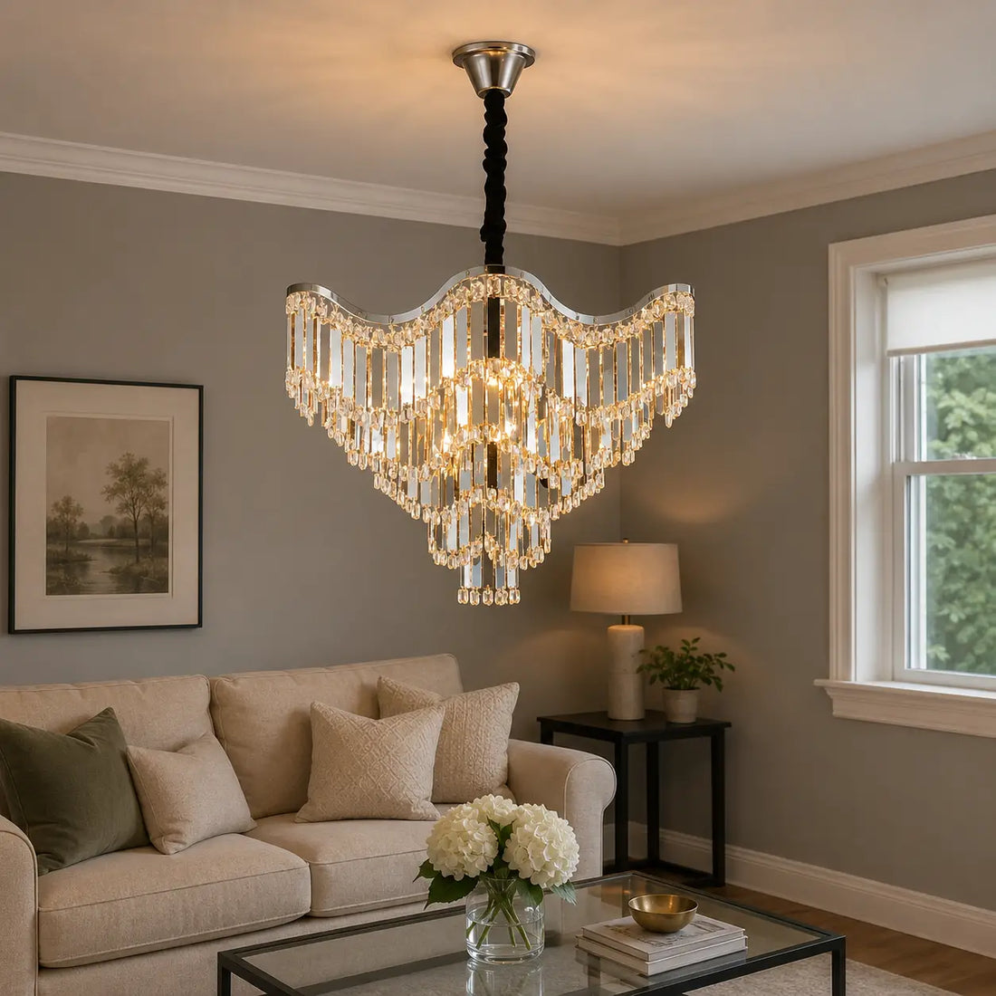 Candelabru modern, Ø600×H556 mm, E27 max 60W × 12, model 78012/600 CH