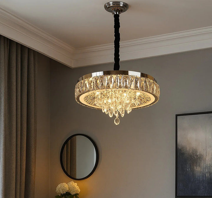 Candelabru LED Ø400 cu Cristale și Telecomanda, Model 2961-400