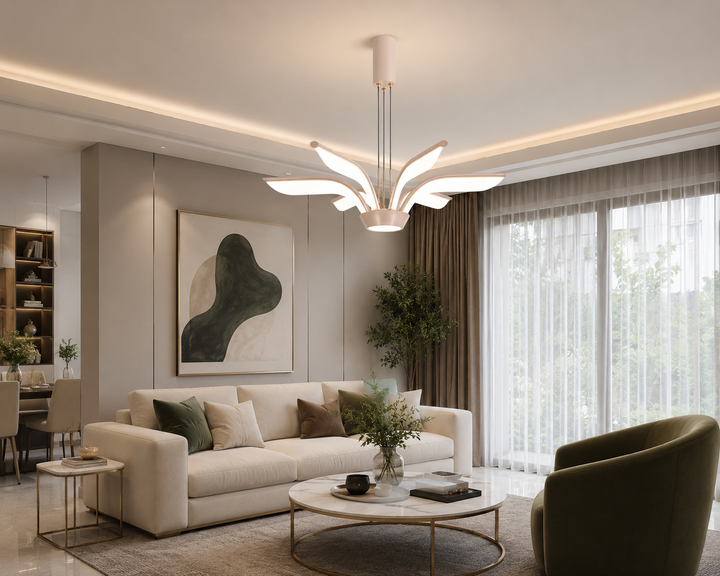Pendul LED auriu 2810/6 FG – 72W, 3300K-6500K, telecomandă inclusă