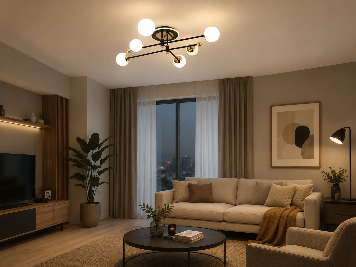 Lustră LED modernă negru & auriu 78W, lumina reglabilă – 73043/6BK+FGD