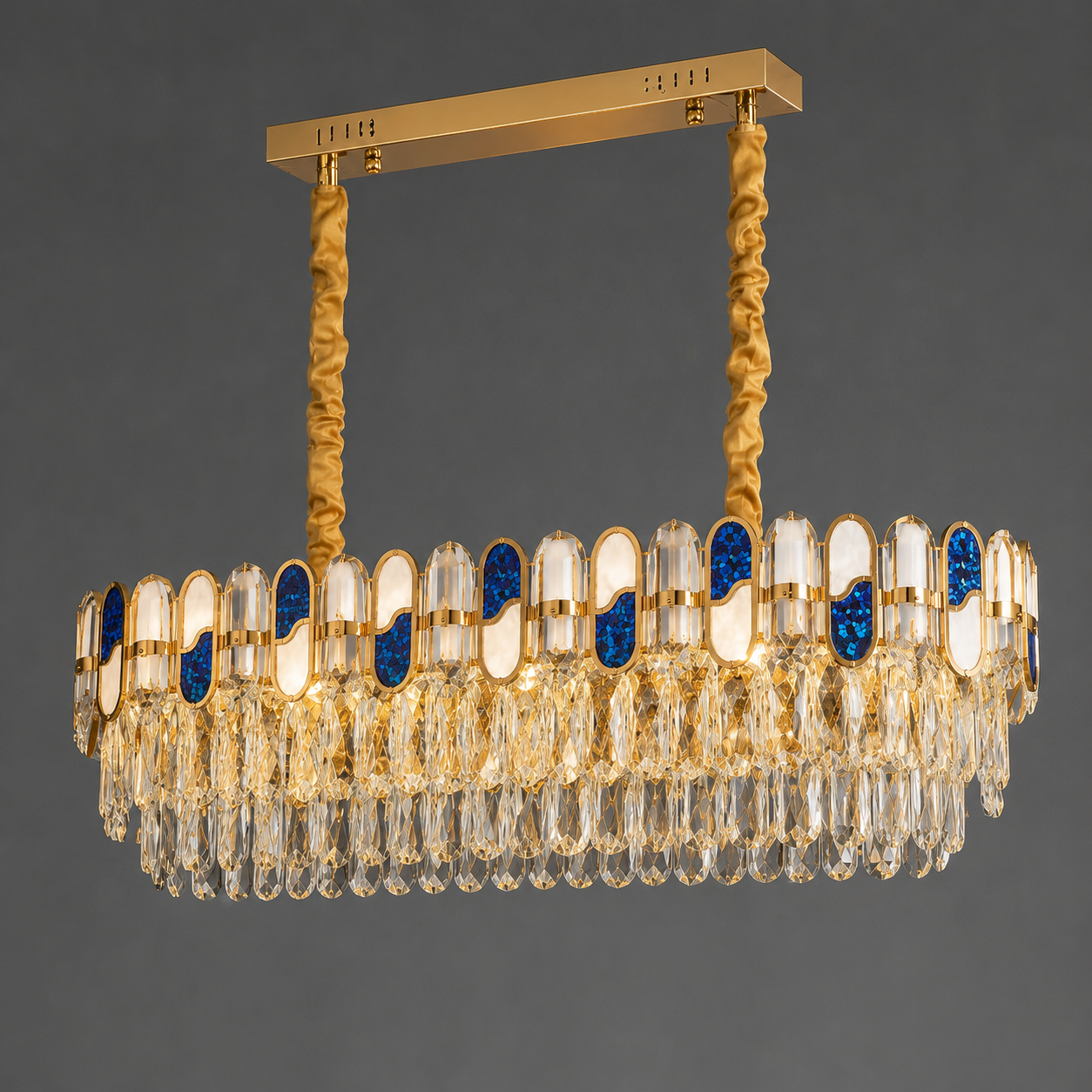 Candelabru elegant cu cristale, Ø800 mm, 8xE27, temperatură 2800–6500K – model 9028/800×350